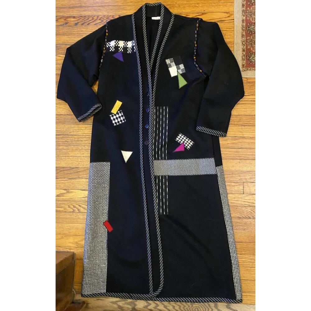 VTG Lynn Murray Black Wool Trench Coat Women’s XL-XXL 44 Chest Pop Color